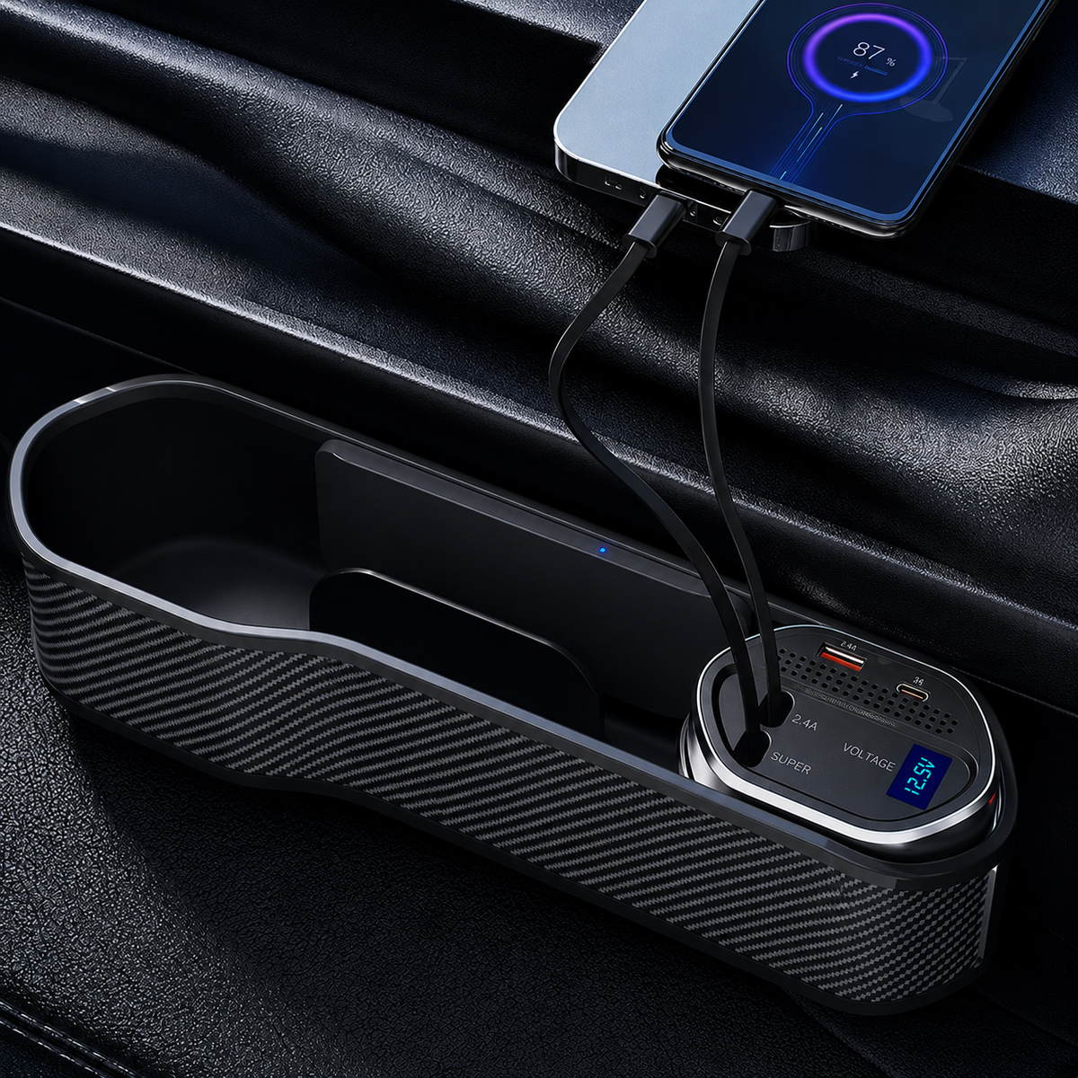 SmartStore 4-i-1 oppbevaring, koppholder, mobilholder og lader