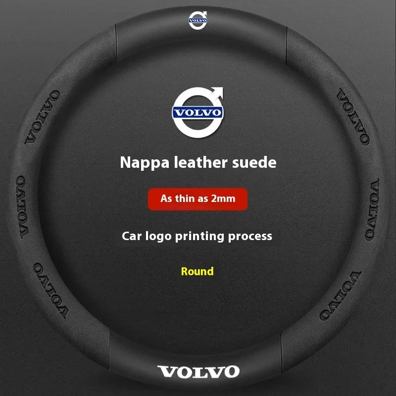 Karbonstil rattrekk i skinn for Volvo