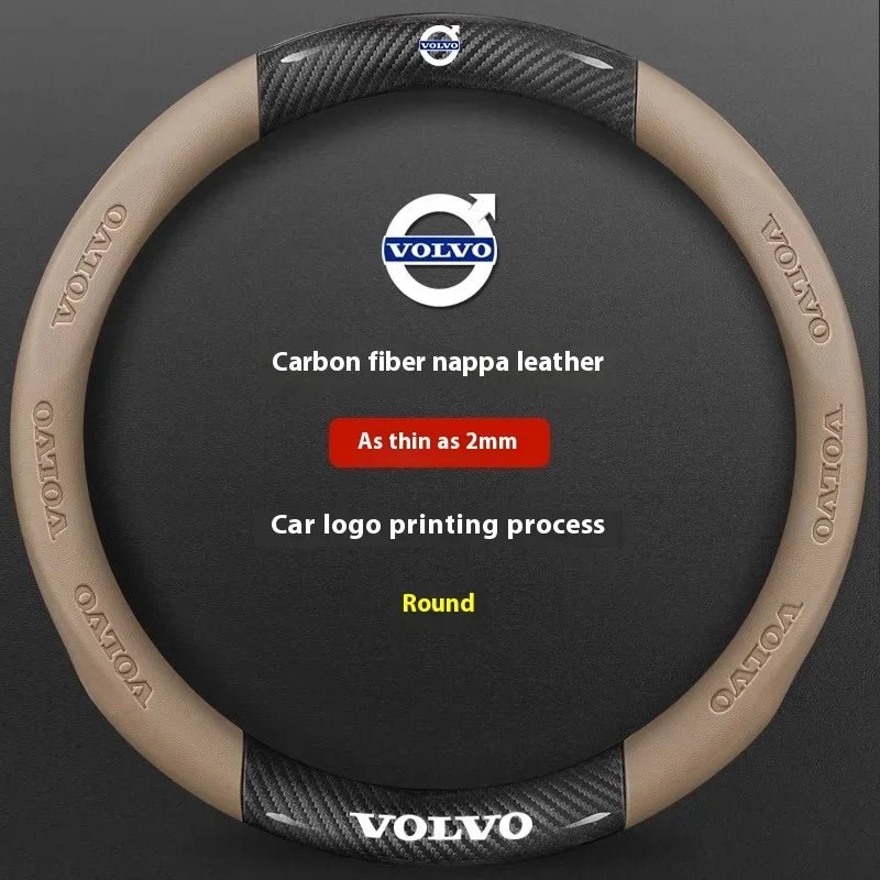 Karbonstil rattrekk i skinn for Volvo