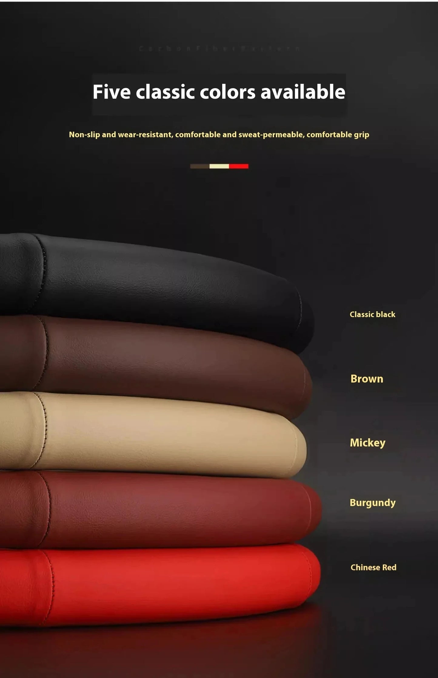 Karbonstil rattrekk i skinn for Volvo