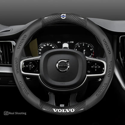 Karbonstil rattrekk i skinn for Volvo